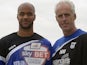 David McGoldrick of Ipswich Town holds his Player of the Month award for September next to manager Mick McCarthy