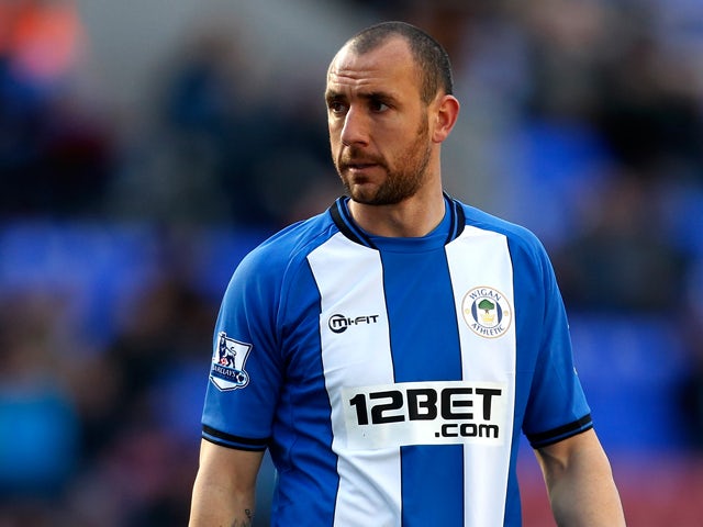 Ivan Ramis of Wigan during the Barclays Premier League match between Wigan Athletic and West Ham United at the DW Stadium on October 27, 2012