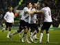 Jake Buxton of Derby County is congratulated on his goal during the Sky Bet Championship match against Leeds United on December 30, 2014