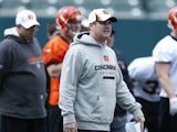 Offensive coordinator Jay Gruden of the Cincinnati Bengals looks on during a rookie camp at Paul Brown Stadium on May 12, 2013