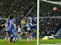 John Obi Mikel of Chelsea heads the ball to score their first goal during the Budweiser FA Cup Third Round match against Derby County on January 5, 2014