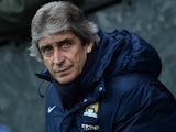 Man City manager Manuel Pellegrini prior to kick-off against Blackburn during their FA Cup third round match on January 4, 2013
