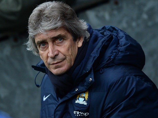 Man City manager Manuel Pellegrini prior to kick-off against Blackburn during their FA Cup third round match on January 4, 2013