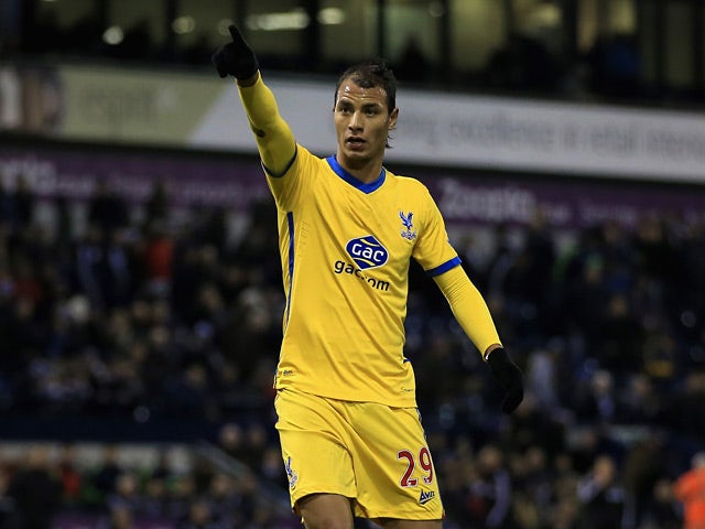 Crystal Palace's Marouane Chamakh celebrates after scoring his team's second goal against West Brom during their FA Cup third round match on January 4, 2013