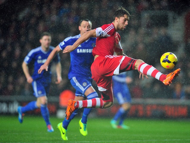 Southampton's English striker Jay Rodriguez controls the ball as Chelsea's English defender John Terry chases during the English Premier League football match between Southampton and Chelsea at St Mary's Stadium in Southampton, southern England, on Januar