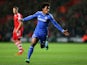 Willian of Chelsea celebrates after scoring his team's second goal during the Barclays Premier League match between Southampton and Chelsea at St Mary's Stadium on January 1, 2014