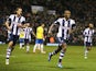 Saido Berahino of West Browmwich Albion celebrates after scoring the winning penalty during the Premier League match between West Bromwich Albion and Newcastle United at The Hawthorns on January 1, 2014
