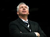 Newcastle manager looks on before kick-off against Manchester City in their Premier League match on January 12, 2014