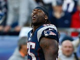 Brandon Spikes #55 of the New England Patriots yells following a personal foul call on him during the game against the Buffalo Bills on November 11, 2012