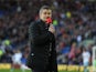 New Cardiff manager Ole Gunnar Solskjaer adresses the crowd before the Barclays Premier League match between Cardiff City and West Ham United at Cardiff City Stadium on January 11, 2014