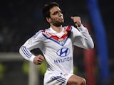 Lyon's French midfielder Clement Grenier celebrates after scoring a goal during the French L1 football match Olympique Lyonnais (OL) vs Sochaux (FCSM) on January 11, 2014