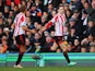 Adam Johnson of Sunderland celebrates scoring with a free kick during the Barclays Premier League match between Fulham and Sunderland at Craven Cottage on January 11, 2014