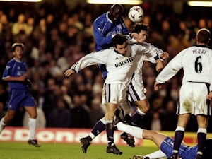 George Weah scores on his Chelsea debut against Tottenham Hotspur on January 12, 2000.
