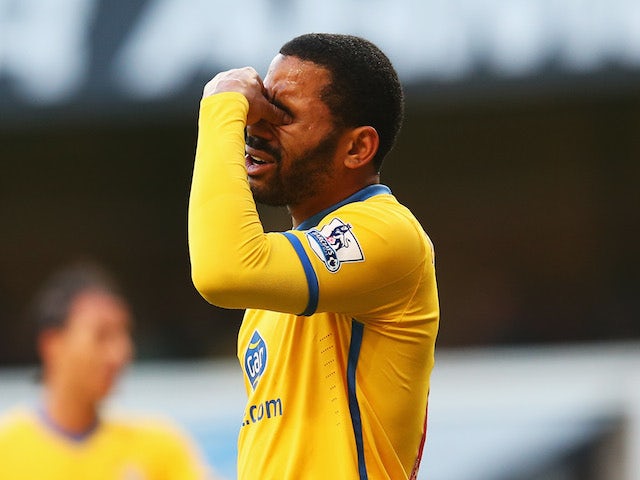 Jason Puncheon of Crystal Palace reacts after missing his penalty during the Barclays Premier League match between Tottenham Hotspur and Crystal Palace on January 11, 2014