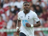 Jon Obika of Tottenham Hotspur in action during the pre season friendly between Tottenham Hotspur and Swindon Town at the County Ground on July 16, 2013