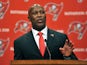 Lovie Smith speaks as he is introduced as the new coach of Tampa Bay Buccaneers at a press conference January 6, 2014