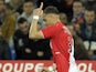 Monaco's French defender Layvin Kurzawa reacts after scoring a goal during the French L1 football match Montpellier vs Monaco at Mosson stadium in Montpellier, southern France, on January 10, 2013
