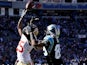 Steve Smith of the Carolina Panthers catches a touchdown against Tarell Brown of the San Francisco 49ers in the second quarter during the NFC Divisional Playoff game on January 12, 2014