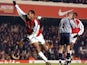 Arsenal's Thierry Henry celebrates scoring against Aston Villa on December 09, 2001.