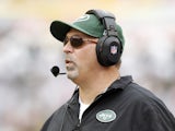 Offensive coordinator Tony Sparano of the New York Jets looks on during fourth quarter action against the Miami Dolphins on September 23, 2012