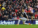 Sunderland's Adam Johnson scores his team's second goal against Southampton during their Premier League match on January 18, 2014