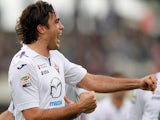 Fiorentina's Alessandro Matri celebrates after scoring his team's second goal against Calcio Catania during their Serie A match on January 19, 2014