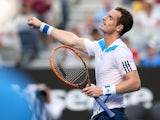Andy Murray celebrates victory over Go Soeda in their first round match of the Australian Open on January 14, 2014