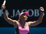 Serena Williams of the US celebrates after victory in her women's singles match against Slovakia's Daniela Hantuchova on day five of the 2014 Australian Open tennis tournament in Melbourne on January 17, 2014