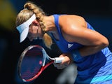 Angelique Kerber of Germany celebrates a point in her third round match against Alison Riske of the United States during day five of the 2014 Australian Open at Melbourne Park on January 17, 2014