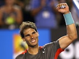 Rafael Nadal of Spain celebrates winning his second round match against Thanasi Kokkinakis of Australia during day four of the 2014 Australian Open at Melbourne Park on January 16, 2014