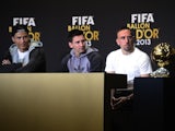 Ballon d'Or nominees Cristiano Ronaldo, Lionel Messi and Franck Ribery speak at a press conference before the main ceremony in Zurich on January 13, 2014