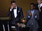Cristiano Ronaldo wells up on stage after being awarded FIFA's Ballon d'Or prize in Zurich on January 13, 2014