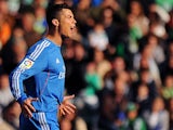 Real Madrid's Portuguese forward Cristiano Ronaldo celebrates after scoring during the Spanish league football match Real Betis vs Real Madrid on January 18, 2014