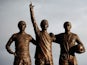 A general shot of the Holy Trinity statue outside of Old Trafford.