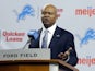 Jim Caldwell addresses the media after being introduced as the Detroit Lions head coach at Ford Field on January 15, 2014