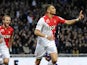 Monaco's Layvin Kurzawa celebrates after scoring the opening goal against Toulouse during their Ligue 1 match on January 19, 2014