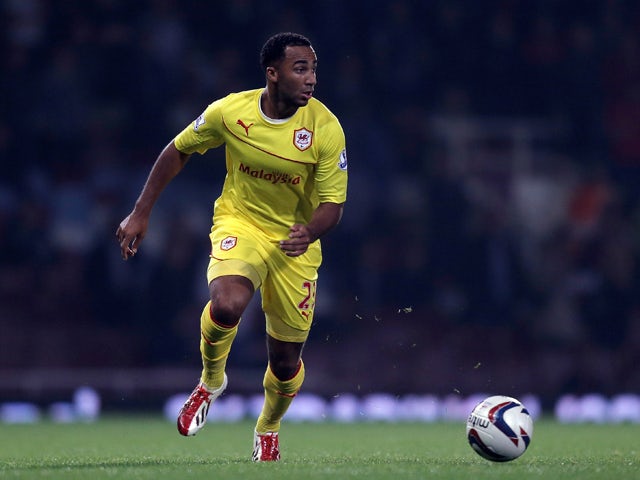 Nicky Maynard of Cardiff City in action during the Capital One Cup third round match between West Ham United and Cardiff City at the Boleyn Ground on September 24, 2013
