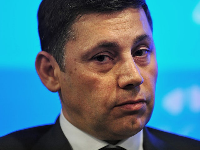 Italian banker and Executive Chairman of Southampton Football Club, Nicola Cortese, addresses delegates at the Leaders Sport Summit in west London on October 10, 2013