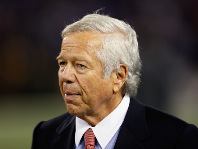 New England Patriots owner Robert Kraft watches his team during warm ups prior to the start of their game against the Baltimore Ravens at M&T Bank Stadium on September 23, 2012