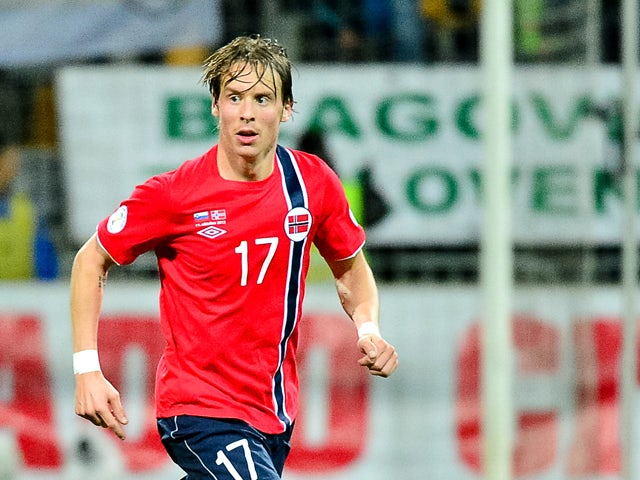 Stefan Johansen of Norway controls the ball during a FIFA World Cup 2014 qualifying football match between Slovenia and Norway in Maribor, Slovenia on October 11, 2013