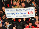 Stoke City fans display banners for former manager Tony Pulis prior to the Barclays Premier League match between Crystal Palace and Stoke City at Selhurst Park on January 18, 2014