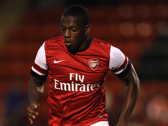 Anthony Jeffrey of Arsenal in action during a pre season friendly match between Leyton Orient and an Arsenal XI at the Matchroom Stadium on July 30, 2013