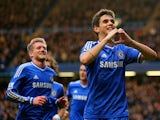 Oscar of Chelsea celebrates scoring the first goal during the FA Cup Fourth Round between Chelsea and Stoke City at Stamford Bridge on January 26, 2014