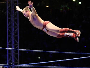 WWE Superstar Daniel Bryan flys off the ropes during the WWE Smackdown Live Tour at Westridge Park Tennis Stadium on July 08, 2011