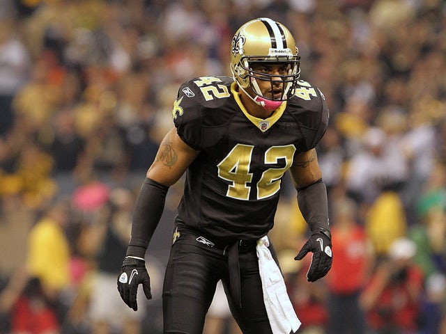 Darren Sharper #42 of the New Orleans Saints in action during the game against the Pittsburgh Steelers at the Louisiana Superdome on October 31, 2010