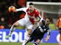 Monaco's French forward Emmanuel Riviere (L) vies for the ball with Marseille's Brazilian defender Lucas Mendes (R) during the French L1 football match on January 26, 2014