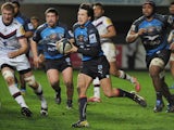 Montpellier's Francois Trinh Duc runs with the ball during the French Top 14 rugby union match between Montpellier and Bordeaux, on January 25, 2014