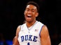 Jabari Parker of the Duke Blue Devils reacts after scoring a basket in the second half against the UCLA Bruins during the CARQUEST Auto Parts Classic on December 19, 2013