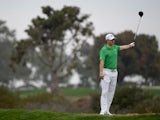 Jordan Spieth hits a tee shot on the 9th hole during the second round of the Farmers Insurance Open on Torrey Pines South on January 24, 2014