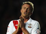 Lee Barnard of Southampton reacts during the FA Cup Sponsored by E.on 3rd Round match between Southampton and Blackpool at St Mary's Stadium on January 8, 2011